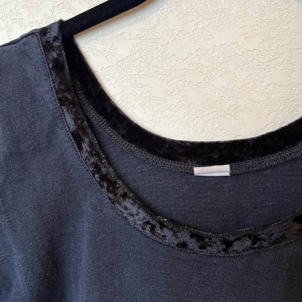 Black Velvet Trim Top